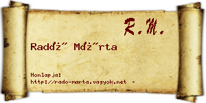 Radó Márta névjegykártya